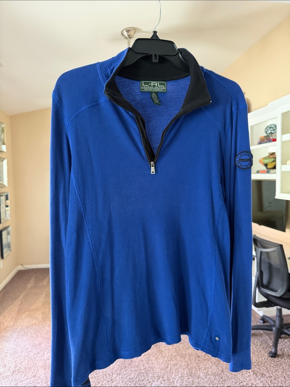 Ralph Lauren Blue Quarter-Zip Pullover with Black Trim